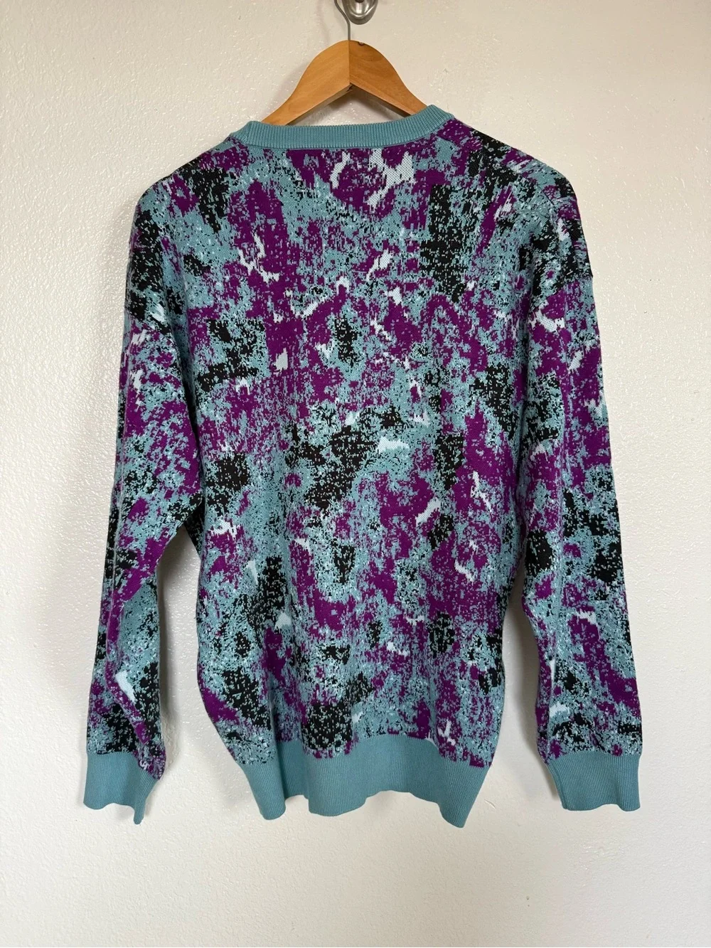 Zara Aqua & Purple Marbled Crewneck Sweater Size M